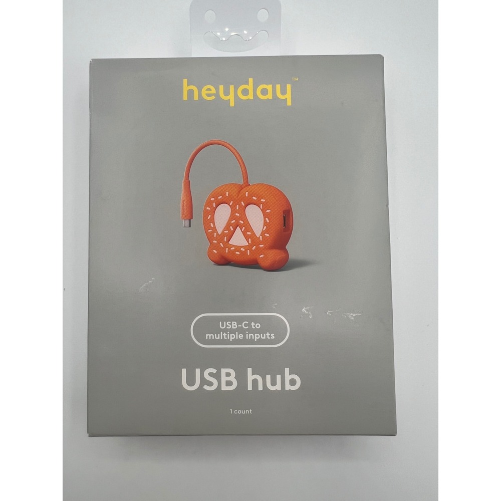 Heyday USB-C Hub Multiple Inputs Adapter Orange Pretzel Novelty Tech Accessory